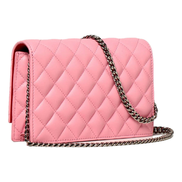 Alexander McQueen Pink Quilted Leather Skull Shoulder Bag in Light Pink, authentic new handbag, image 4
