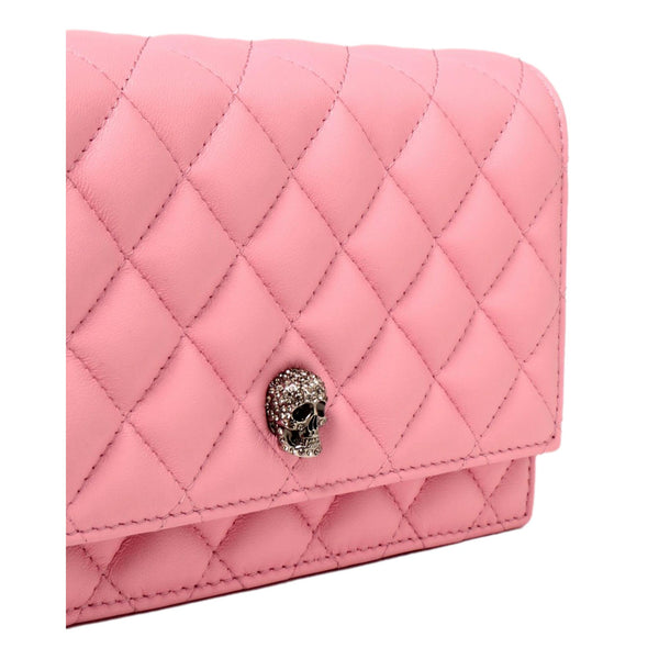 Alexander McQueen Pink Quilted Leather Skull Shoulder Bag in Light Pink, authentic new handbag, image 5
