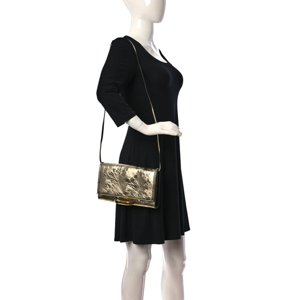 Alexander McQueen Small Story Gold Crackled Leather Shoulder Bag in Gold, authentic new handbag, image 7