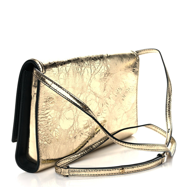 Alexander McQueen Small Story Gold Crackled Leather Shoulder Bag in Gold, authentic new handbag, image 3