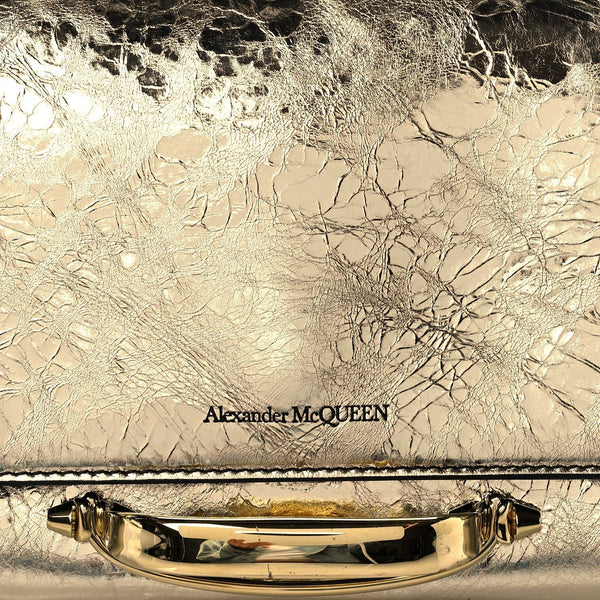 Alexander McQueen Small Story Gold Crackled Leather Shoulder Bag in Gold, authentic new handbag, image 2