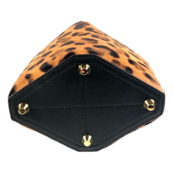Alexander McQueen The Bucket Bag Leopard Print Pony Hair in Cheetah Black Dark Red, authentic new handbag, image 10
