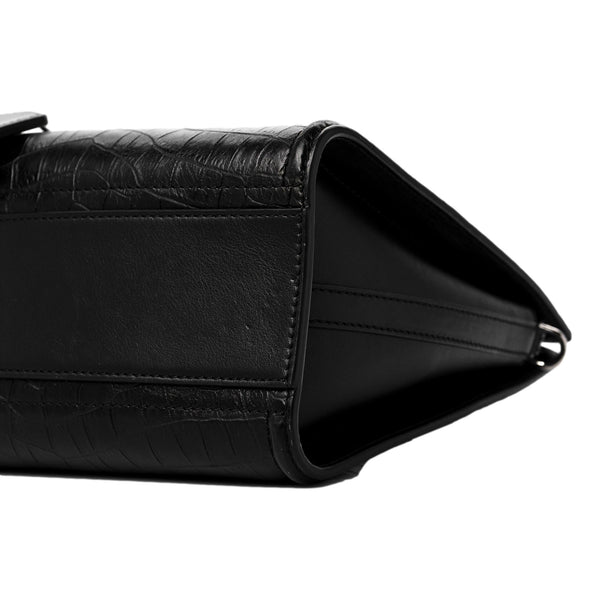 Alexander McQueen The Short Story Black Croc Print Leather Satchel in Black, authentic new handbag, image 3