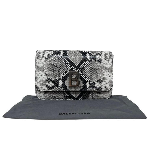 Balenciaga B Python Print Calfskin Leather Wallet on Chain Bag in Black and White, authentic new handbag, image 7