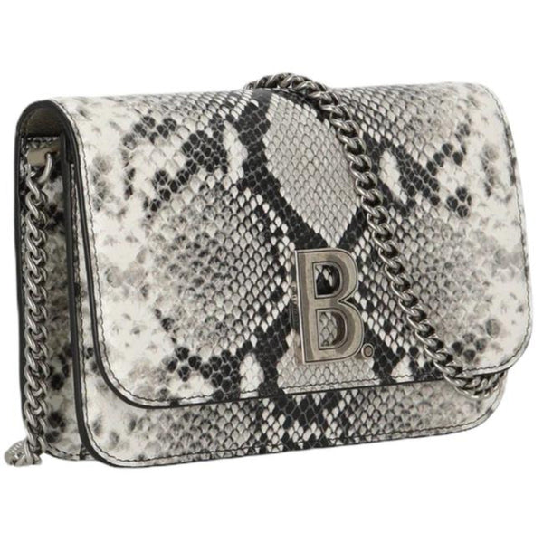 Balenciaga B Python Print Calfskin Leather Wallet on Chain Bag in Black and White, authentic new handbag, image 2