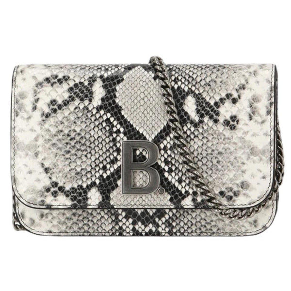 Balenciaga B Python Print Calfskin Leather Wallet on Chain Bag in Black and White, authentic new handbag, image 1