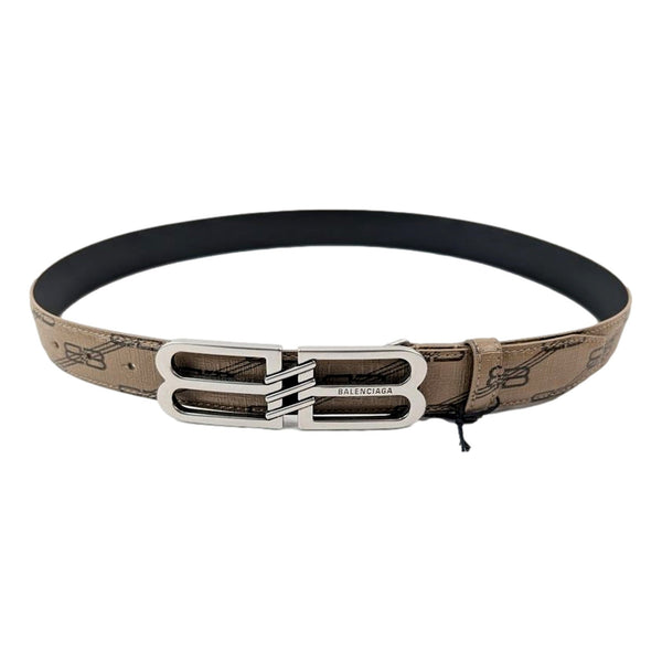 Balenciaga BB Signature Canvas Leather Belt Monogram Beige 75 in Beige, authentic pre-loved belt, image 1