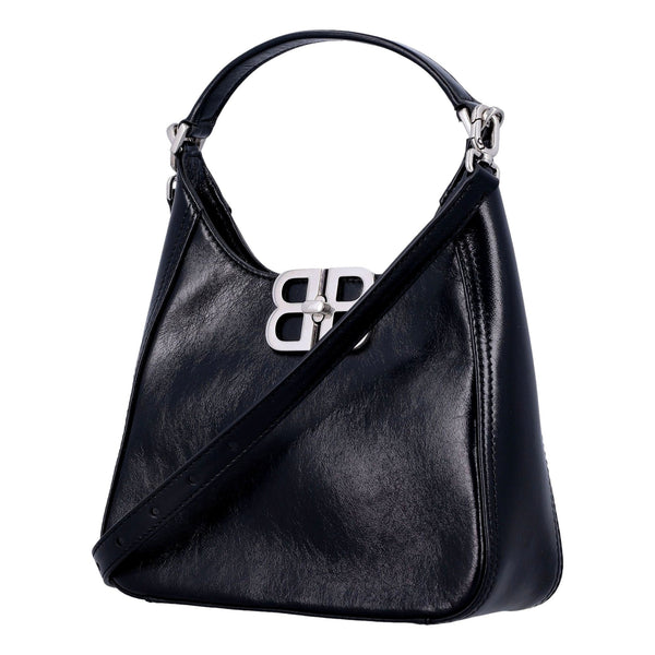 Balenciaga BB Soft Hobo Mini Black Smooth Calfskin Leather Shoulder Crossbody Bag in Black, authentic new handbag, image 2