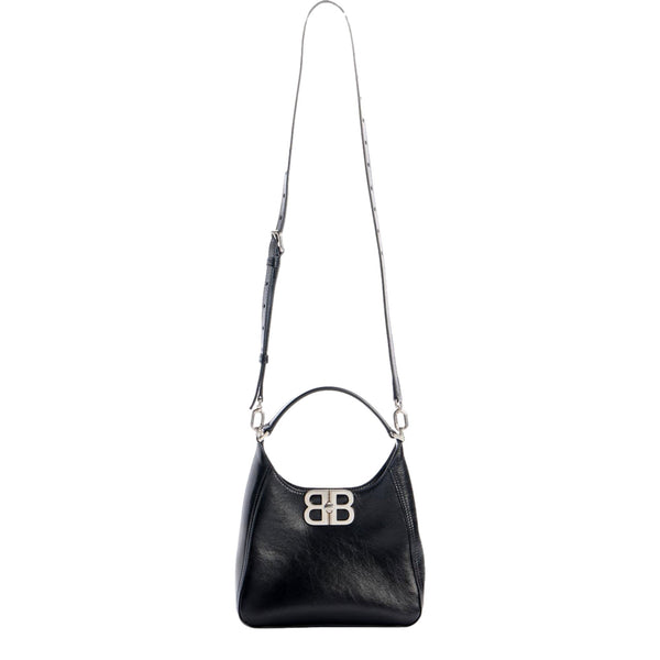 Balenciaga BB Soft Hobo Mini Black Smooth Calfskin Leather Shoulder Crossbody Bag in Black, authentic new handbag, image 5
