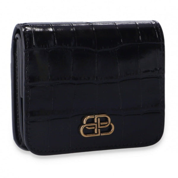 Balenciaga Black Crocodile Embossed Leather Wallet in Black, authentic new wallet, image 2