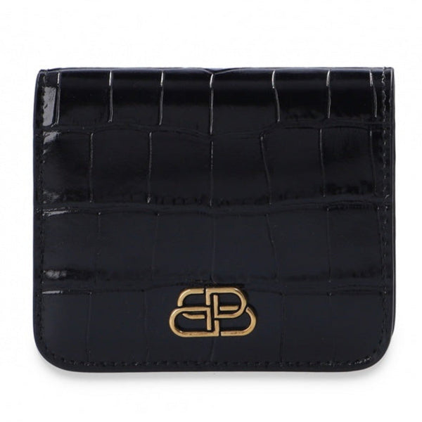 Balenciaga Black Crocodile Embossed Leather Wallet in Black, authentic new wallet, image 1