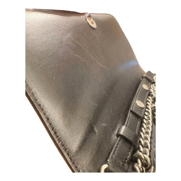 Balenciaga Black Calfskin Leather Silver Logo Chain Wallet Bag in Black, authentic new handbag, image 7