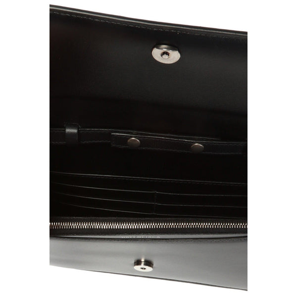 Balenciaga Black Calfskin Leather Silver Logo Chain Wallet Bag in Black, authentic new handbag, image 6