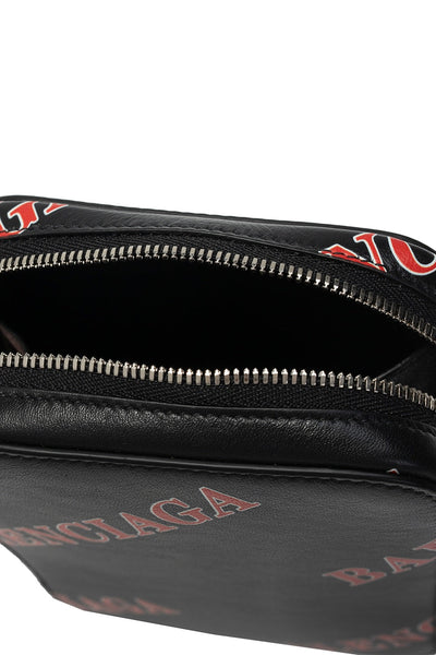 Balenciaga Black Calfskin Leather Sport Print Phone Holder Bag in Black, authentic new handbag, image 6