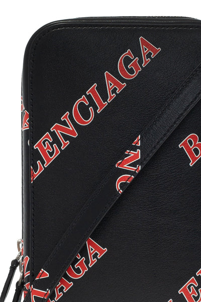 Balenciaga Black Calfskin Leather Sport Print Phone Holder Bag in Black, authentic new handbag, image 5