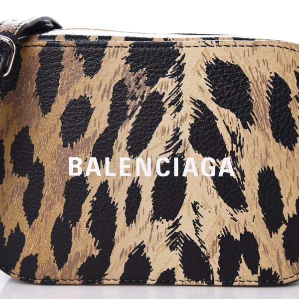 Balenciaga Calfskin Logo Printed Leopard XS Everyday Camera Bag in Leopard Print, authentic new handbag, image 6