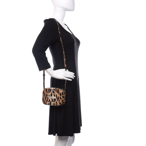 Balenciaga Calfskin Logo Printed Leopard XS Everyday Camera Bag in Leopard Print, authentic new handbag, image 3