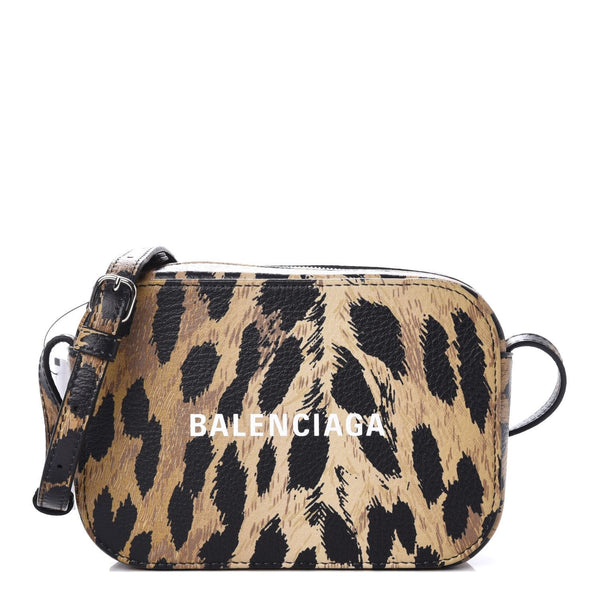 Balenciaga Calfskin Logo Printed Leopard XS Everyday Camera Bag in Leopard Print, authentic new handbag, image 1