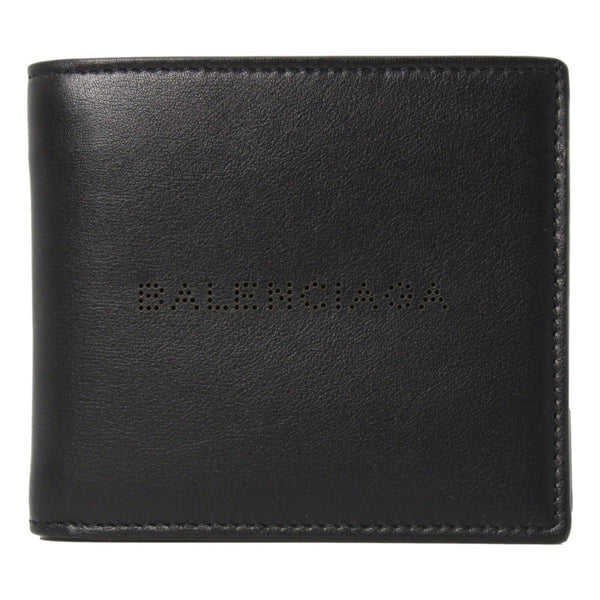 Balenciaga Cash Black Calfskin Leather Perforated Bifold Wallet — photo 1