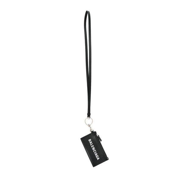 Balenciaga Cash Logo Neck Lanyard Card Holder Wallet Black Leather in Black, authentic new wallet, image 5