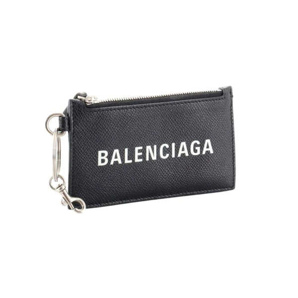 Balenciaga Cash Logo Neck Lanyard Card Holder Wallet Black Leather in Black, authentic new wallet, image 2