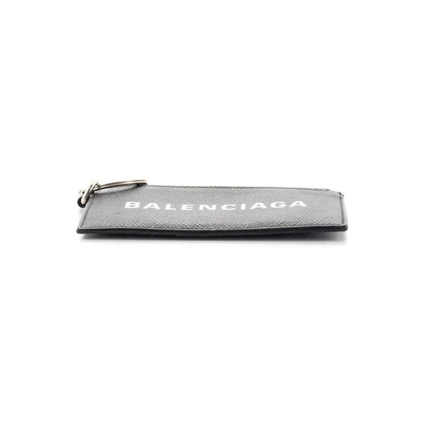 Balenciaga Cash Logo Neck Lanyard Card Holder Wallet Black Leather — photo 5