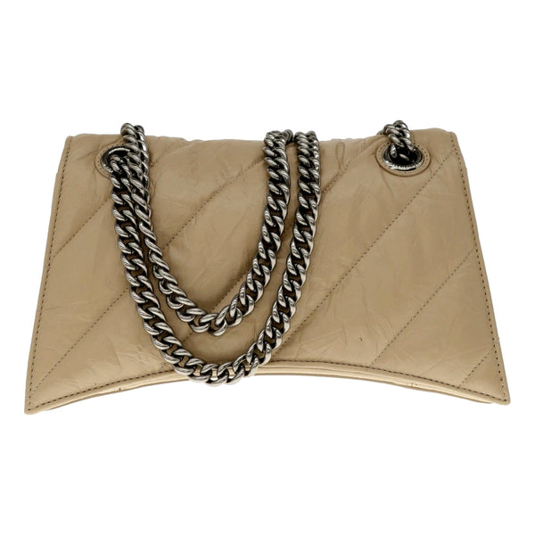 Balenciaga Crush Quilted Leather Chain Shoulder Bag Taupe Silver Hardware in Taupe, authentic new handbag, image 2