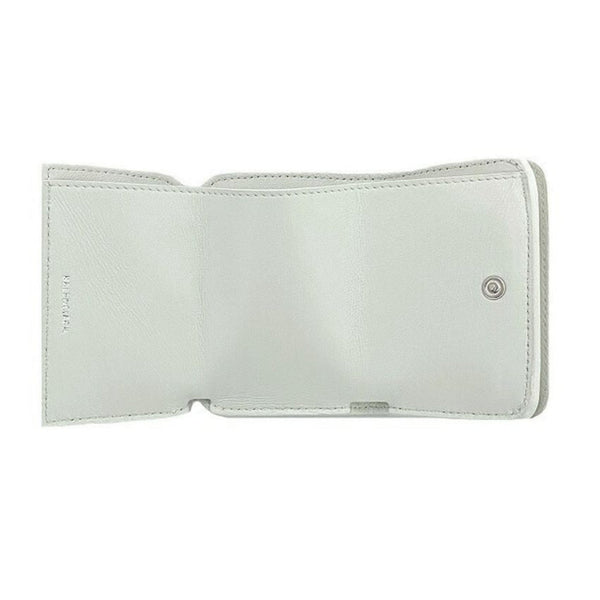 Balenciaga Everyday White Leather Logo Mini Trifold Wallet in White, authentic new wallet, image 6