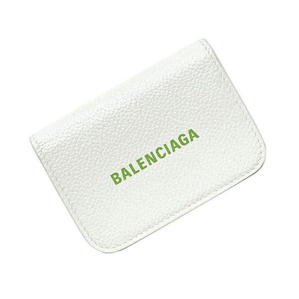 Balenciaga Everyday White Leather Logo Mini Trifold Wallet in White, authentic new wallet, image 1