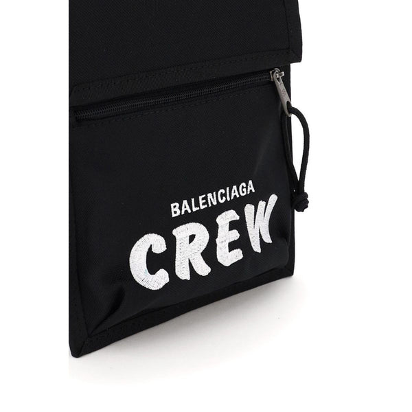 Balenciaga Explorer Pouch Crew Embroidery in Mixed colours - BLACK WHITE, authentic new handbag, image 6