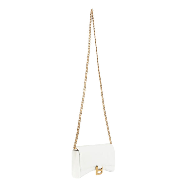 Balenciaga Hourglass White Smooth Calfskin Leather Wallet on Chain Crossbody Bag in White, authentic new handbag, image 4