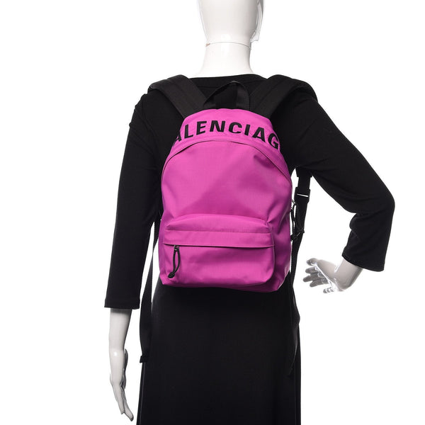 Balenciaga Wheel Sport Backpack Pink Fuchsia Nylon Logo in Fuchsia Pink, authentic new handbag, image 9