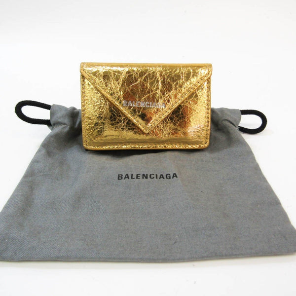 Balenciaga Papier Mini Trifold Wallet Metallic Gold Lambskin Leather in Metallic Gold, authentic new wallet, image 7