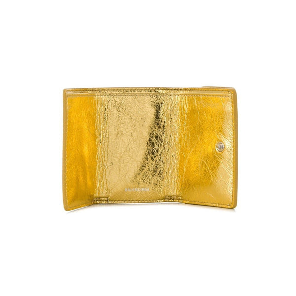 Balenciaga Papier Mini Trifold Wallet Metallic Gold Lambskin Leather in Metallic Gold, authentic new wallet, image 4