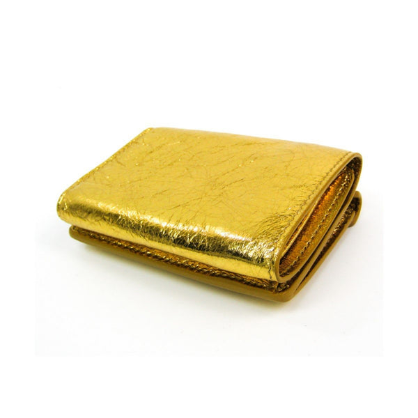 Balenciaga Papier Mini Trifold Wallet Metallic Gold Lambskin Leather in Metallic Gold, authentic new wallet, image 3