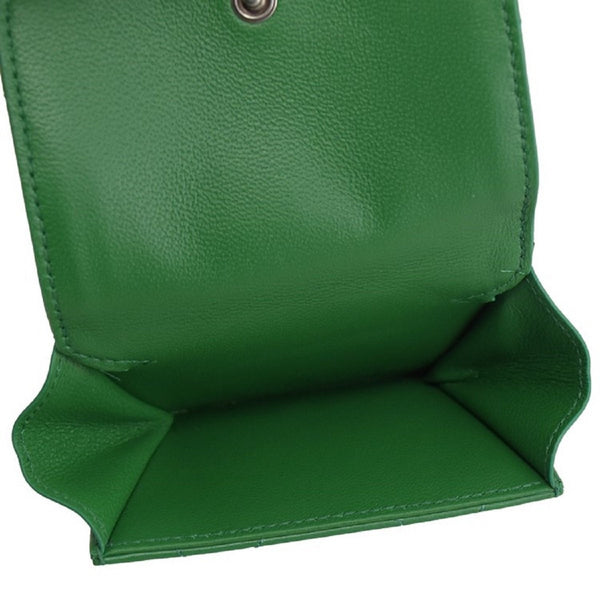 Balenciaga Touch Leaf Green Nappa Leather Quilted Mini Trifold Wallet — photo 4