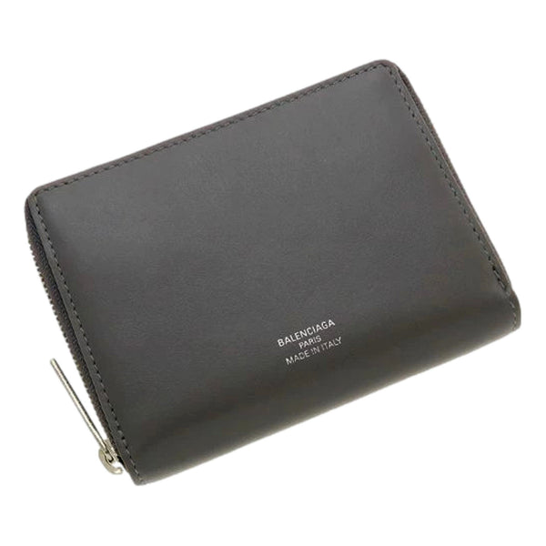 Balenciaga Smooth Calfskin Leather Zip Around Coin Case Wallet Gray Silver Hardware in Gray, authentic new wallet, image 1