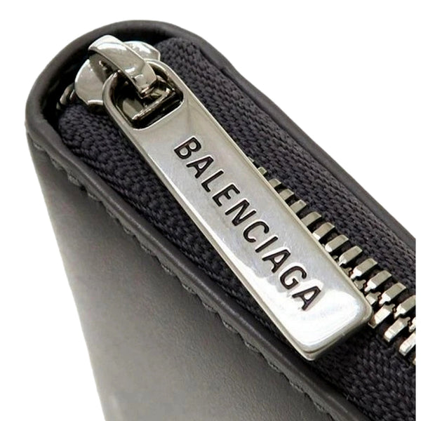 Balenciaga Smooth Calfskin Leather Zip Around Coin Case Wallet Gray Silver Hardware in Gray, authentic new wallet, image 4