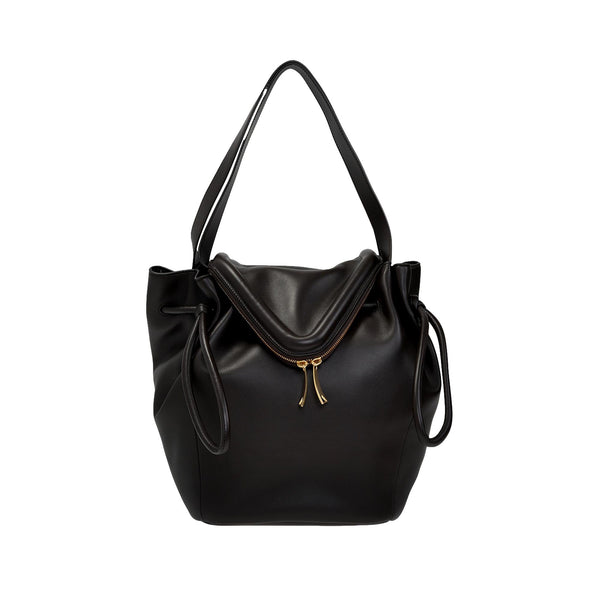 Bottega Veneta Beak Large Black Nappa Leather Shoulder Bag in Black, authentic new handbag, image 1