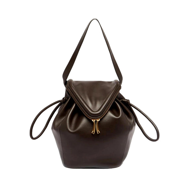Bottega Veneta Beak Large Shoulder Bag Brown Calfskin Leather Designer Handbag in Brown, authentic new handbag, image 1