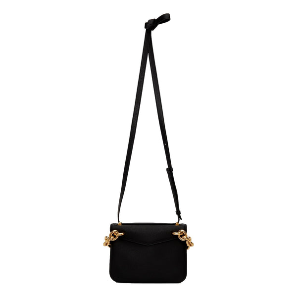 Bottega Veneta Calfskin Mount Envelope Crossbody Bag Black and Gold in Black, authentic new handbag, image 4