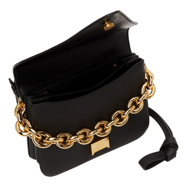 Bottega Veneta Calfskin Mount Envelope Crossbody Bag Black and Gold in Black, authentic new handbag, image 5