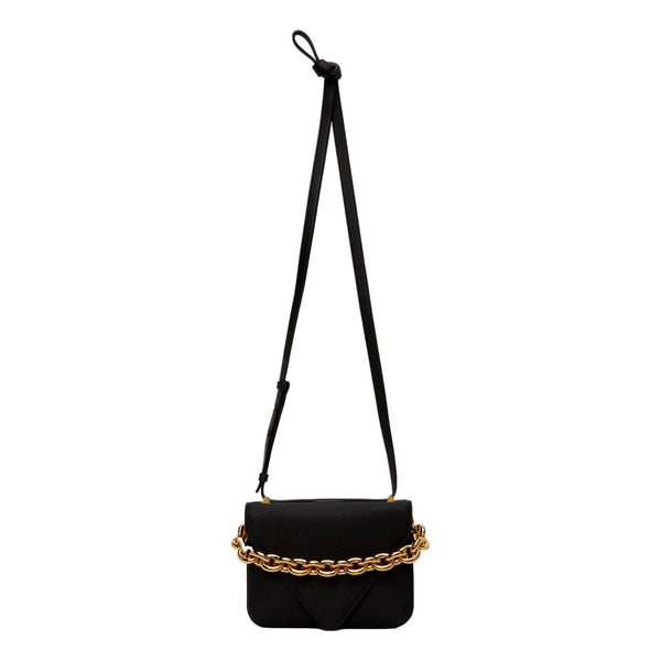 Bottega Veneta Calfskin Mount Envelope Crossbody Bag Black and Gold in Black, authentic new handbag, image 1