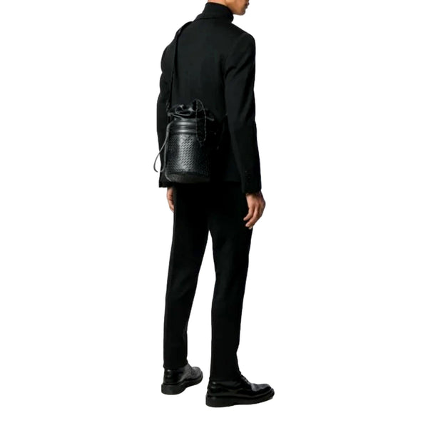 Bottega Veneta Perforated Black Nappa Leather Drawstring Bucket Crossbody Bag in Black, authentic new handbag, image 6
