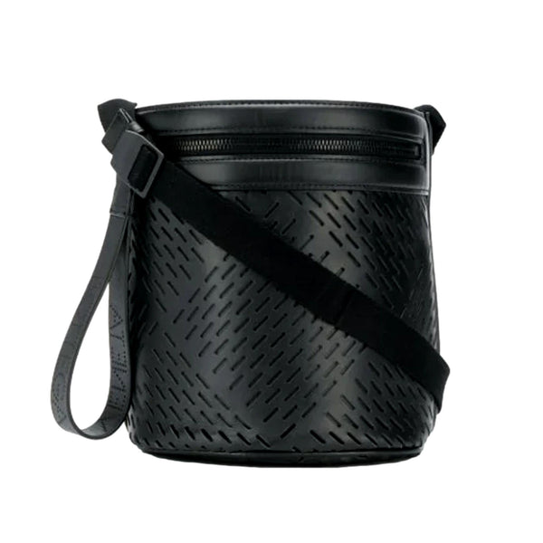 Bottega Veneta Perforated Black Nappa Leather Drawstring Bucket Crossbody Bag in Black, authentic new handbag, image 4