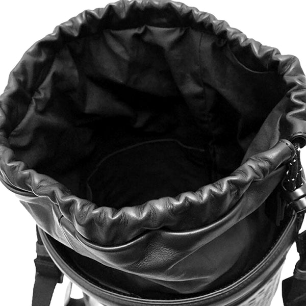 Bottega Veneta Perforated Black Nappa Leather Drawstring Bucket Crossbody Bag in Black, authentic new handbag, image 3