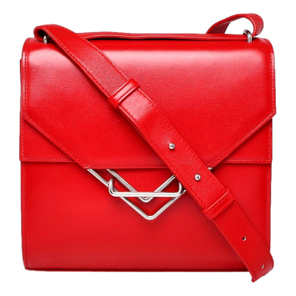 Bottega Veneta The Clip Chili Red Calfskin Leather Shoulder Crossbody Bag in Chili Red, authentic new handbag, image 1