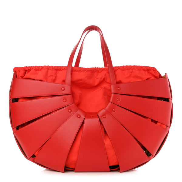 Bottega Veneta The Shell Chili Tomato French Calfskin Leather Shoulder Bag in Chili Tomato, authentic new handbag, image 1