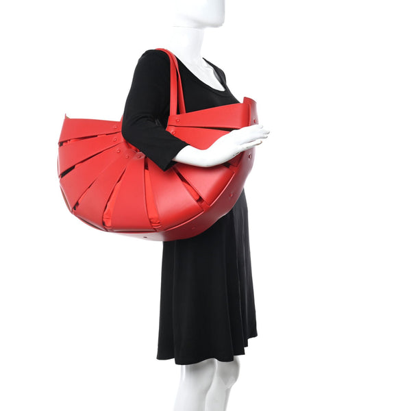 Bottega Veneta The Shell Chili Tomato French Calfskin Leather Shoulder Bag in Chili Tomato, authentic new handbag, image 10