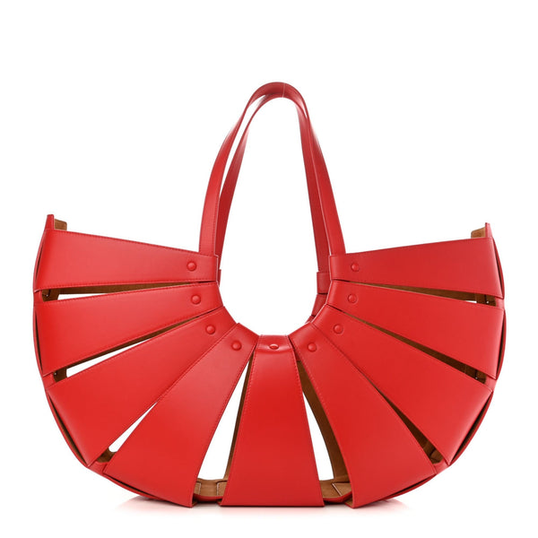 Bottega Veneta The Shell Chili Tomato French Calfskin Leather Shoulder Bag in Chili Tomato, authentic new handbag, image 4